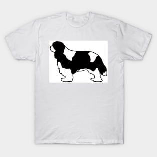 cavalier king charles spaniel black and white silhouette T-Shirt